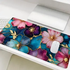 Floral Pattern Mouse Pad, Rectangle Gaming Mouse Pad, Office Desk Accessories, Non-Slip Rubber Base Stitched Edge Desk Pad for Laptop Desktop, Gaming Mousepad, Universal Mouse Pad, Desktop Accessory