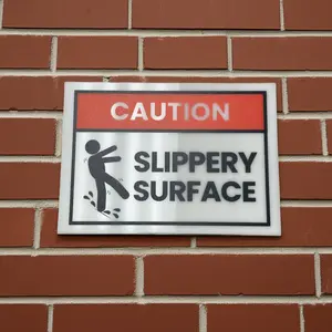 Caution, Slippery Surface Acrylic Signs, Size 5x7, Choose from 10 Warning and Policies, Each Sign Comes With Double Sided Tape for Easy Displaying. (Design 6)