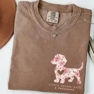 Comfort Colors Dachshund Shirt, Floral Doxie Mom Shirt, Cute Doxie T-Shirt, Doxie Mama Shirt, Dog Mama Gift For Dog Owner - TrendWear USA