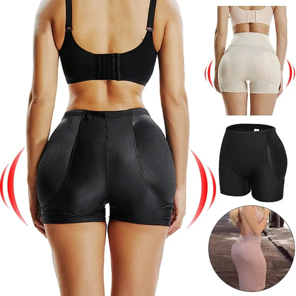 Women's Hip-Lifting Shapewear Panties, Reinforced Butt Pads, Thickened Butt Enhancement, Black, Sexy Waistband, Tummy Control Compression Girdle, Basic Womenswear Underwear