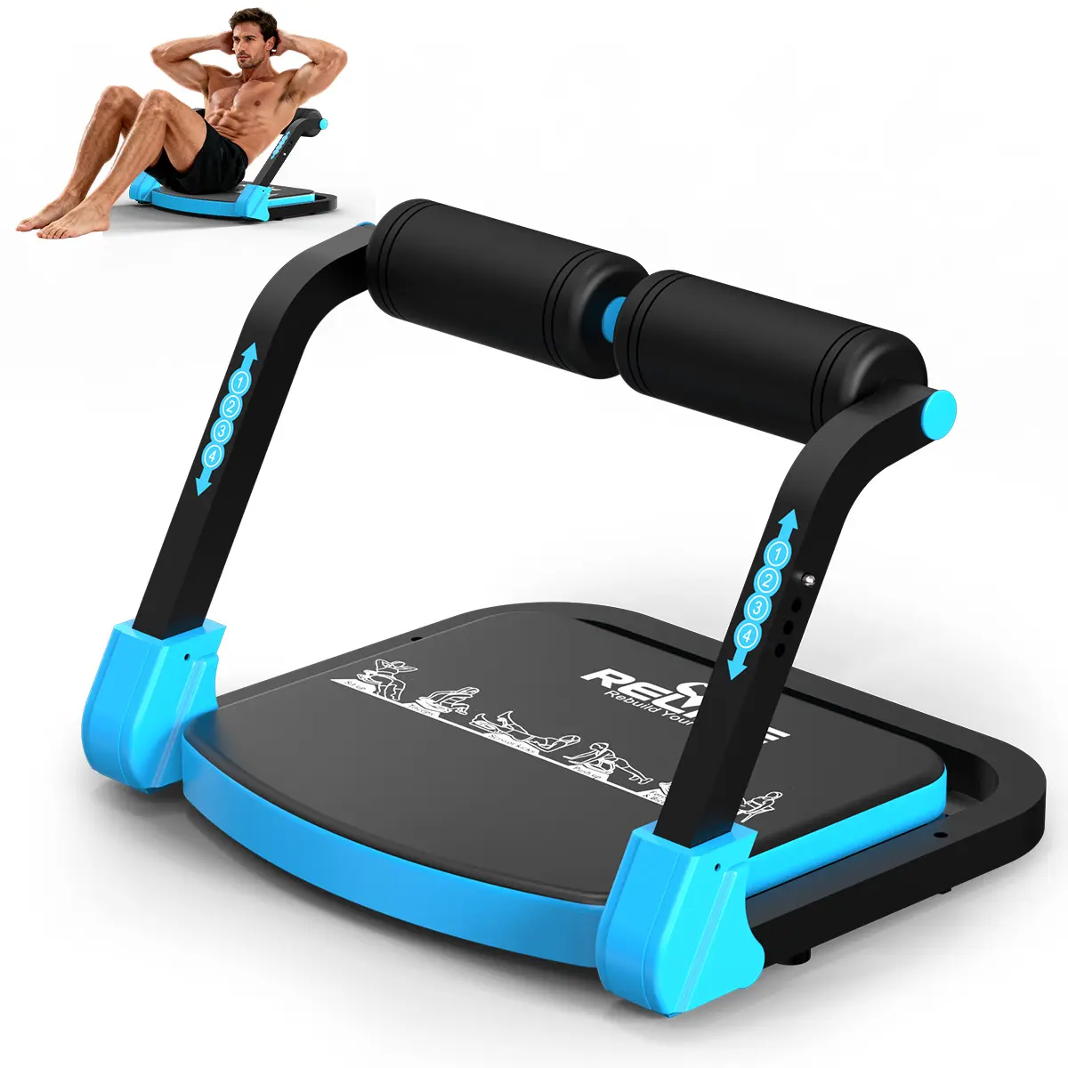 RELIFE Sit-Up Ab Trainer - 330LBS Capacity Core Crunch & Roll-Up Machine, Home Abs Workout, Abdominal Training Equipment, Stomach Workout Equipment, Ideal New Year Gift