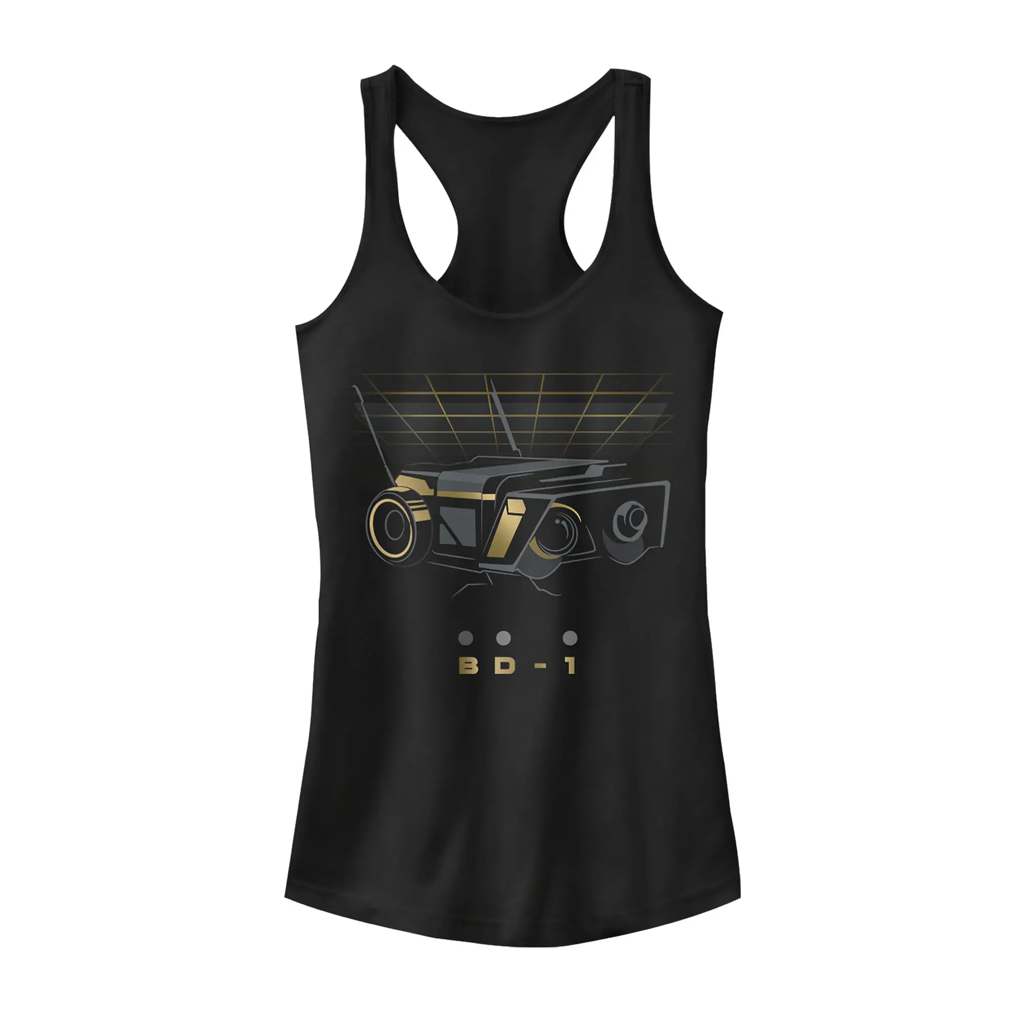 Women's Star Wars Jedi: Fallen Order BD-1 Droid Printed Fashion Sleeveless Crew Neck Racerback Tank Tee - Fit-Focused Juniors' Top (Hang Dry, Tumble Dry Compatible)
