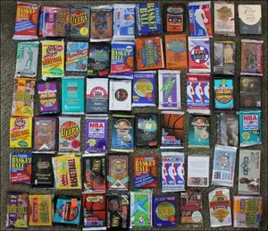 100 Vintage NBA Basketball Cards in Old Sealed Wax Packs - Perfect for New Collectors - Includes Pack Of Penny Sleeves For Storage Protection