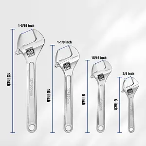 #SpringGlowUp WORKPRO 4-Count Adjustable Wrench Set, Forged, Heat Treated, Chrome-plated (6, 8, 10, 12-inch)