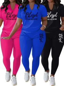 [2pcs Print Set] Big Size Women'S Fashion Two-piece Set Loose Short Sleeve Oversized Round Neck Casual Print
