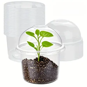 Seedling pots with humidity caps, seed starting pots, small planting containers, outdoor storage, Clear nursery pots