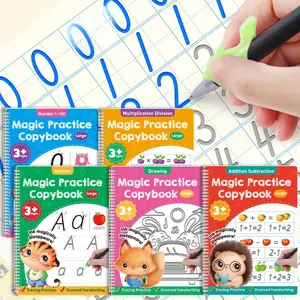 Large Magic Grooved Practice Copybook 5 Pack with Pens,  's Magic Copybooks, Magical Handwriting Workbooks Number Letter Tracing for   3-8   Calligraphy