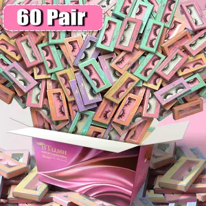 60 Pairs Complete False Eyelashes Set, Fluffy False Eyelashes, Natural Volume C Curl Individual False Eyelash, Mixed Length & Thickness, Non-Toxic Solid Form, Independent Packaging