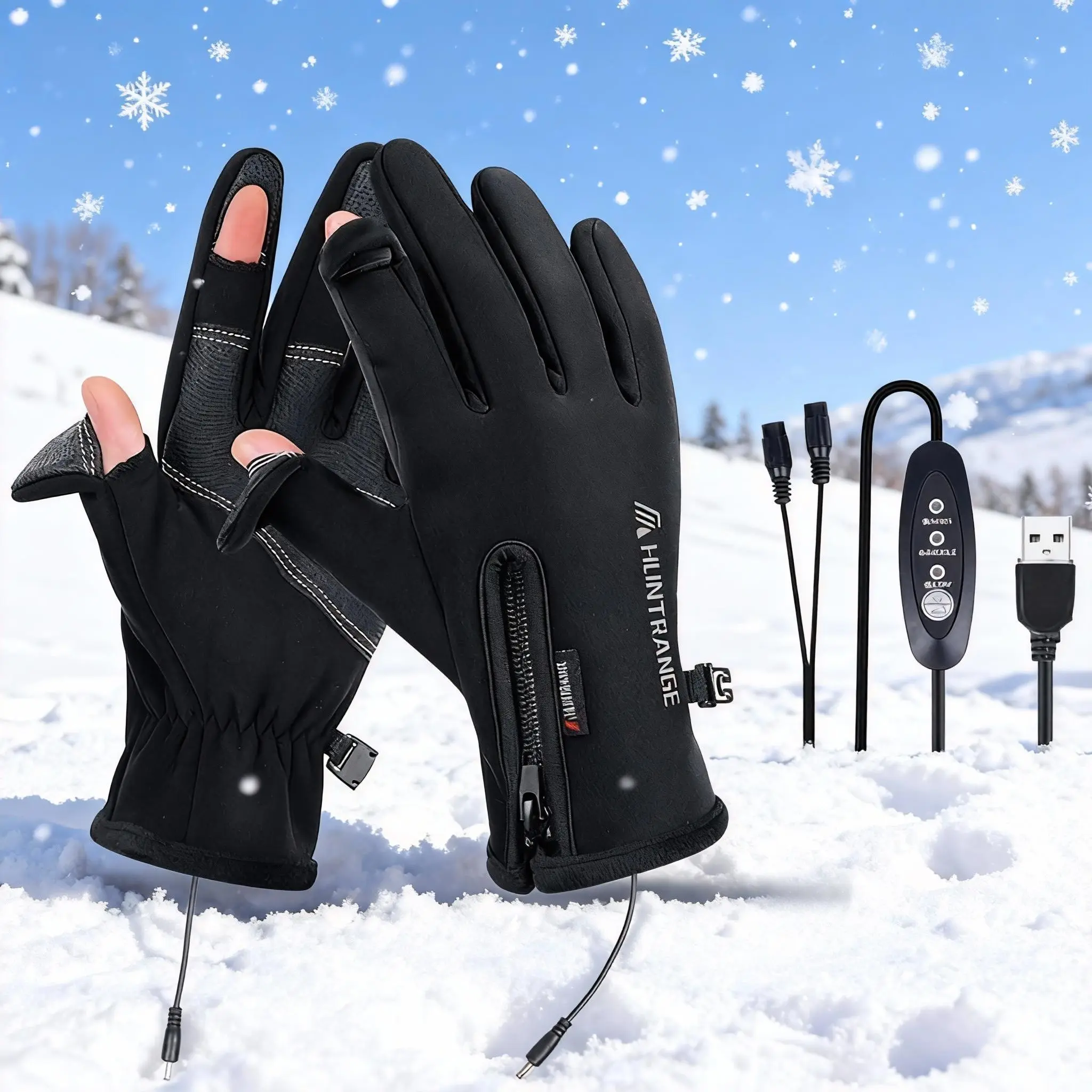 USB Heated Gloves with Removable Heating Pads 3 Adjustable Heat Levels Precision Touchscreen for Fishing Riding Motorcycle Winter Work Water Resistant Anti Slip Warm Gloves Gift Ready