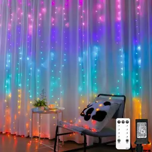 Curtain Lights for Bedroom, 320 Led 9.8ft x9.8ft Hanging String Lights Indoor, Curtain String Lights for Backdrop, Window, Wall, Wedding, Party, Garden, Porch, Brithday Decor Multicolor