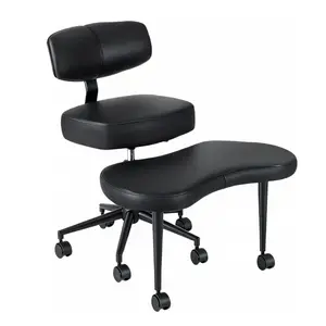 Sweetcrispy Ergonomic Steel Frame Swivel Desk Chair - Meditation Cross-Legged Chair with 360° Swivel, Rotating Footrest, Height-Adjustable Backrest, Adjustable Seat Height for Home Office & Yoga, Steel Frame Chair