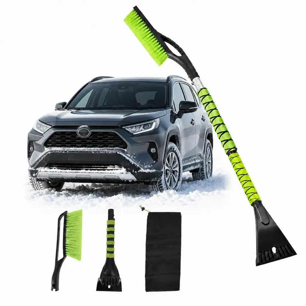 27-Inch Detachable Multifunctional Ice Scraper & Snow Brush, Cushion Grip Handle, Carrying Bag for Automotive Windshield Winter Removal toolupgrade