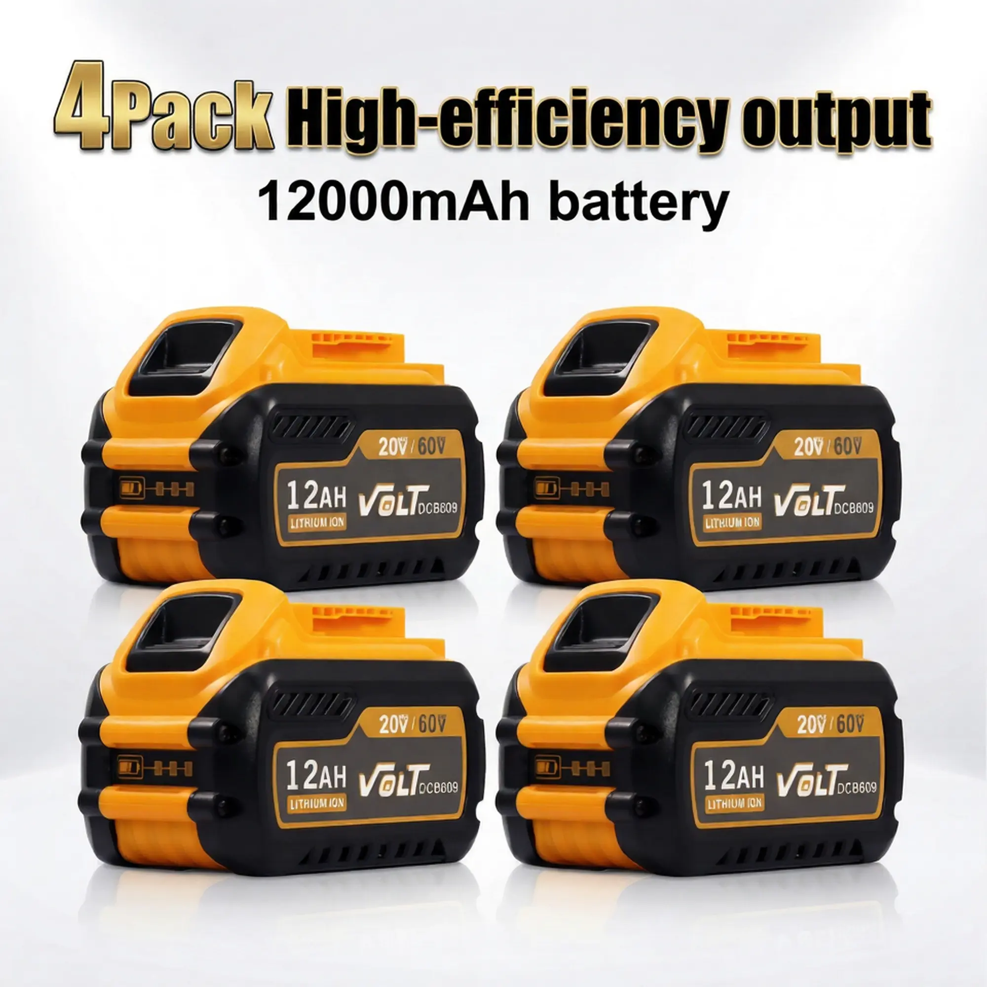 1/2/4-Pack Dewalt 60V MAX 12Ah Replacement Battery, Compatible with 20V/60V MAX Tool Models DCB612/DCB606/DCB609, Extends Run Time, Fast-Charging Replacement Battery, High-Capacity Lithium-Ion ,Power Tool Gear