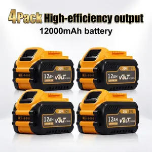 1/2/4-Pack Dewalt 60V MAX 12Ah Replacement Battery, Compatible with 20V/60V MAX Tool Models DCB612/DCB606/DCB609, Extends Run Time, Fast-Charging Replacement Battery, High-Capacity Lithium-Ion ,Power Tool Gear