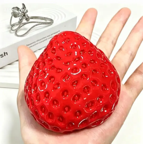 Large sized simulation strawberry kneading music, cute, fun, relaxing and stress relieving toys for children and adults, soft rubber toys for stress relief