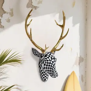 Modern Mosaic Deer Head Sculpture, Wall-Mounted Decor, Elegant Home Accent, Suitable for Living Room, Bedroom, Kitchen, High Practicality and Aesthetics, Wall Hanging, Ornaments