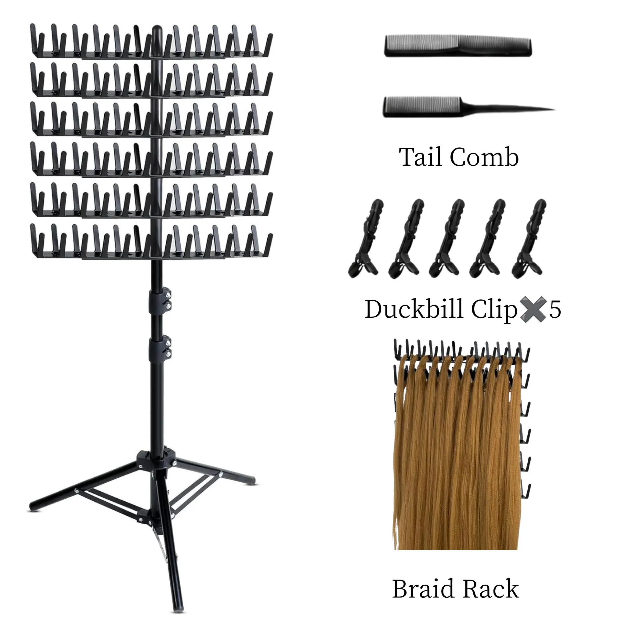 Braiding Hair Rack Height Adjustable 144 Pegs Height Adjustable Braiding Hair Rack, Hair Divider Separator Stand Hair Extension Holder with Braiding Tools wig head Personal Use Hair Material Arrangement Effective Organization