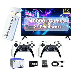 2.0 Retro game console features 19 emulators, 2 wireless controllers, 4K output, and a 128GB SD card slot. Perfect for both children and adults, it's an essential item for home relaxation.
