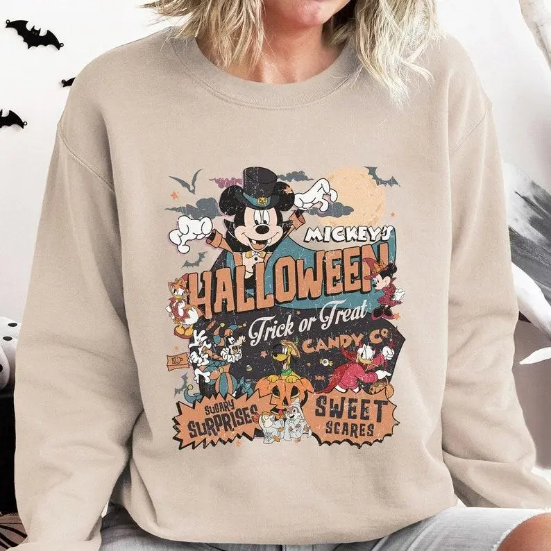 Vintage Mouse And Friends Halloween Sweatshirt/ Hoodie, Happy Halloween Sweatshirt/ Hoodie, Spooky Sweatshirt/ Hoodie, Trick Or Treat Sweatshirt/ Hoodie, Mouse Not So Scary Party Sweatshirt/ Hoodie