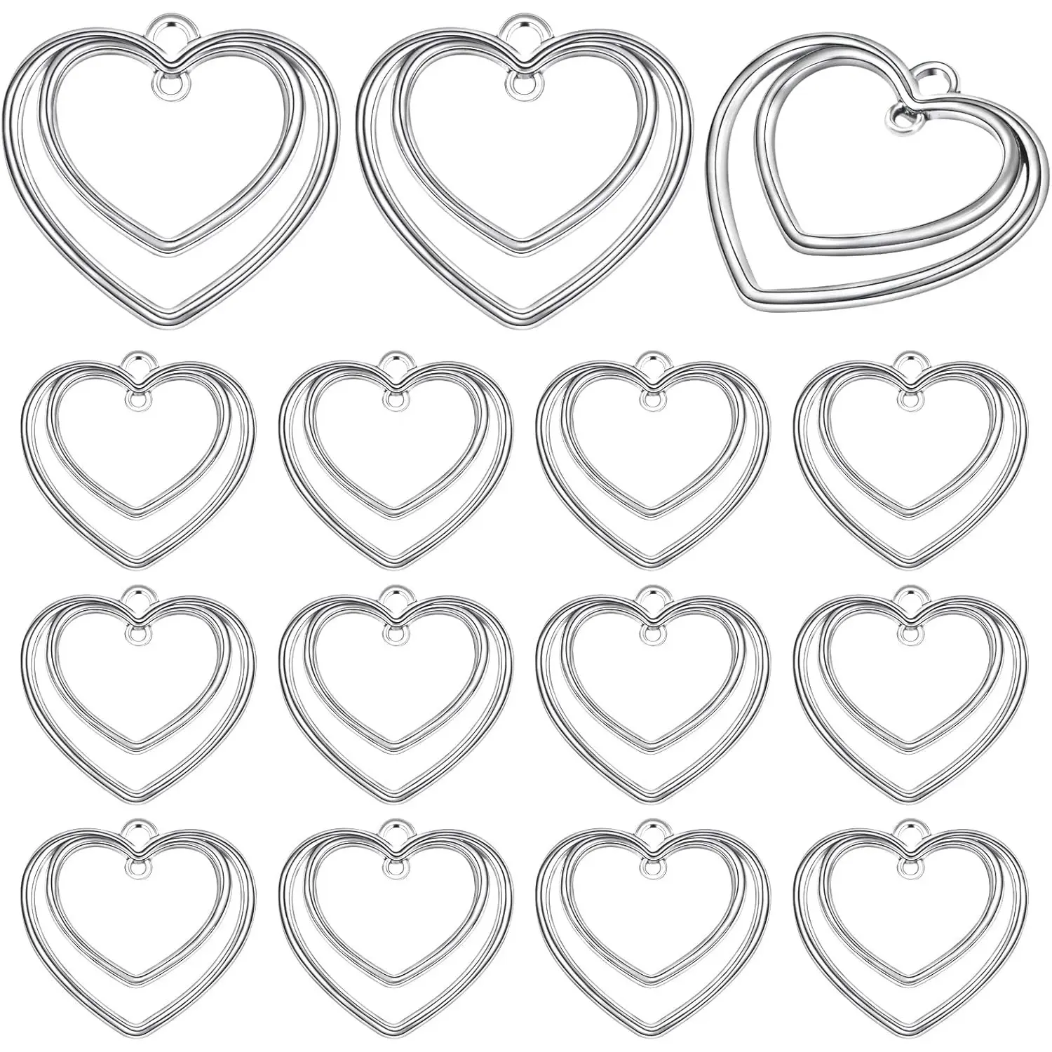 Alloy Hollow Open Back Bezel Pendants Metal Blank Frame Hollow Charms Connectors For DIY Necklace Earrings Resin Crafts Jewelry Making