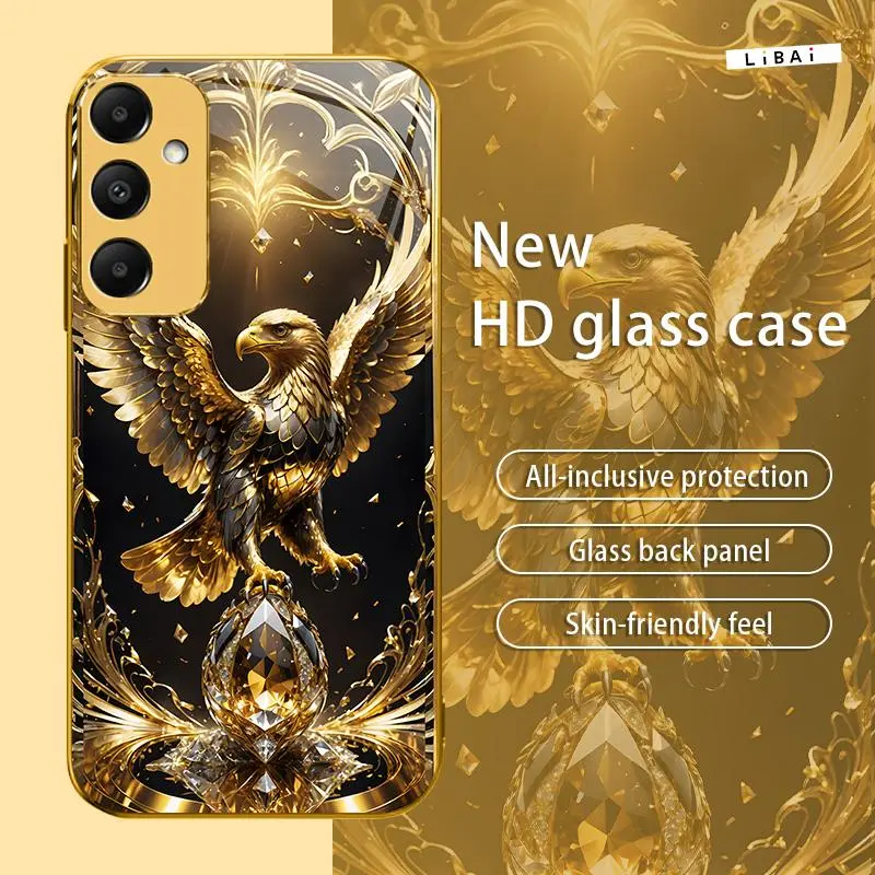 Suitable for [Galaxy A15] New electroplated glass gold eagle mobile phone case simple explosion-proof mobile phone case affordable anti-drop anti-fingerprint 995