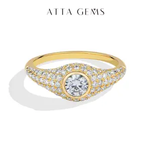 ATTAGEMS 0.4CT Round Cut D Color vvs1 Lab-Created Moissanite Ring For Women Men 925 Sterling Silver Ring Fine Jewelry Love Gift SpringStatements R383, Moissanite Rings summerwins,summerwins