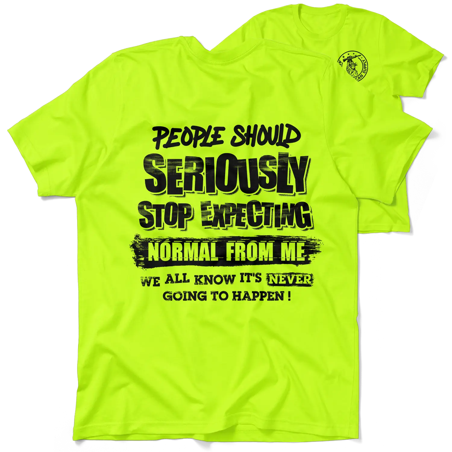 Should Stop Expecting - Men's Hi Visibility Safety Yellow Work T-Shirt Jersey Men's 30-Day Guarantee Cotton/Poly Blend | Graphic tees Apparel