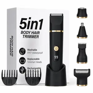 5-in-1 Electric Bikini Trimmer for Women and Men– IPX7 Waterproof Shaver, Cordless Body & Facial Razors for Women, Ceramic Blades, USB Rechargeable, Painless Hair Removal Kit