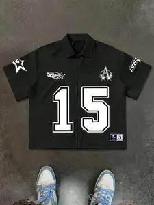 Men's Regular Fit Star Print Graphic Short Sleeve Shirt, Casual Comfy Top for Summer, Fashion Men's Clothes for Daily Wear, Pajama