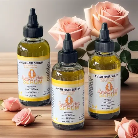 Organic Amino Acid Hair Growth Serum - 120ml Vegan Plant-Based Non-Toxic Herbal Blend Oil, BPA-Free Aluminum-Free Daily Nourishing Haircare Solution for Adults, Strengthens Textured & Aging Scalp