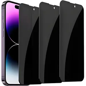 3-pack Privacy Screen Protector, Accessories, compatible with iPhone 17 Pro Max ,16 Plus,15,14,13 MINI,12,11, sensor protection, Dynamic Island compatible, 9H anti-spy private tempered glass film, scratch-resistant, case-friendly, easy to install