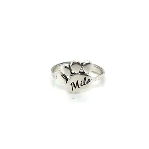 Paw Name Ring, Dog Name Ring, Sterling Silver .925 Ring