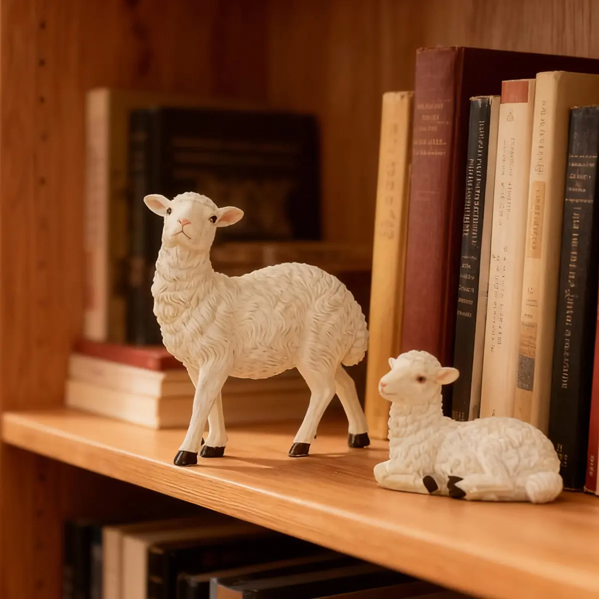 Resin Craft Sheep Family Set, Minimalist Style Decorative Figurine, Outdoor & Tabletop Decoration, Restaurant Display Piece, Animal Resin Figurine