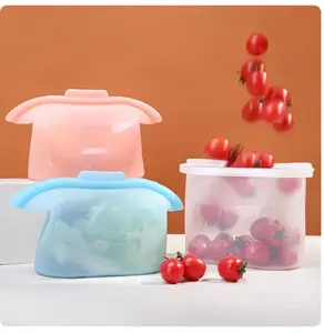 2PC｜Reusable Food Grade Silicone Storage Bags｜Microwave & Freezer Safe｜200°C Heat Resistant｜BPA-Free Kitchen Essentials glass round container