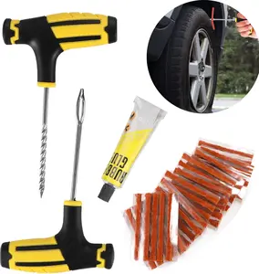 Emergency Tire Repair Kit, 68 Pcs Heavy Duty Comprehensive Tire Tools Plug Patches Kit With Insert Tools, Flat Tire Repair Kit, Tire Repair Glue Kit For Bike, Car, Motorcycle Tubeless Tyre