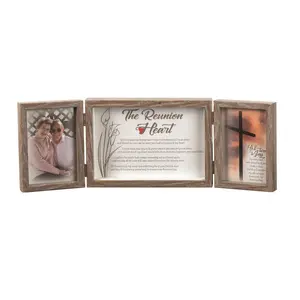 212 MAIN 3-Part Reunion Heart Heaven Tabletop Shadow Box Picture Frame, 6.62x19 in. - High-Quality Frame with Decor Element, Storage Box, Gift Option for Baby Room Decoration