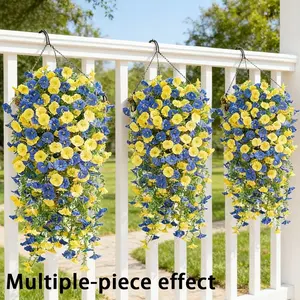 Two-Piece Outdoor Realistic Hanging Floral Set, Artificial Wisteria Plant, No-Maintenance, Natural Touch, Perfect for Garden Pots, Entrance, Patio Decor