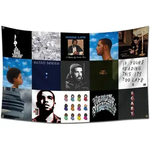 2026 New (3X5Ft,HD Printing) ENMOON Drake Album Cover Flag Tapestry For Living Room Bedroom Dorm Wall Art Decor Decoration Colorful Photo tapestry Starry Sky Pattern Shabby Chic Design