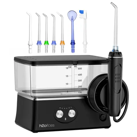 h2ofloss 6 Modes Upgraded Portable Cordless Oral Irrigator,Rechargeable 570ml Travel Water Flosser IPX7 Waterproof,Suitable for Teeth Cleaning Black,  Black Water Flosser