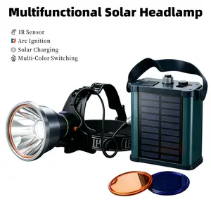New Solar Bright High Power Split Headlamp, 4+2 Light Modes with Cigarette Lighter & Infrared Sensor, Wearable as Headband or Crossbody, 3×21700 Large Battery Ultra Long Lasting for Fishing Hiking Camping Night Work Auto Repair, Emergency, Survival,