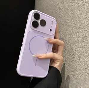 Minimalist Large Window Liquid Magnetic Suction Case for IP17 Pro Max IP16 15 14 Pro Max Integrated Camera Button Full Coverage Anti-drop Lens Protector Secure Fit