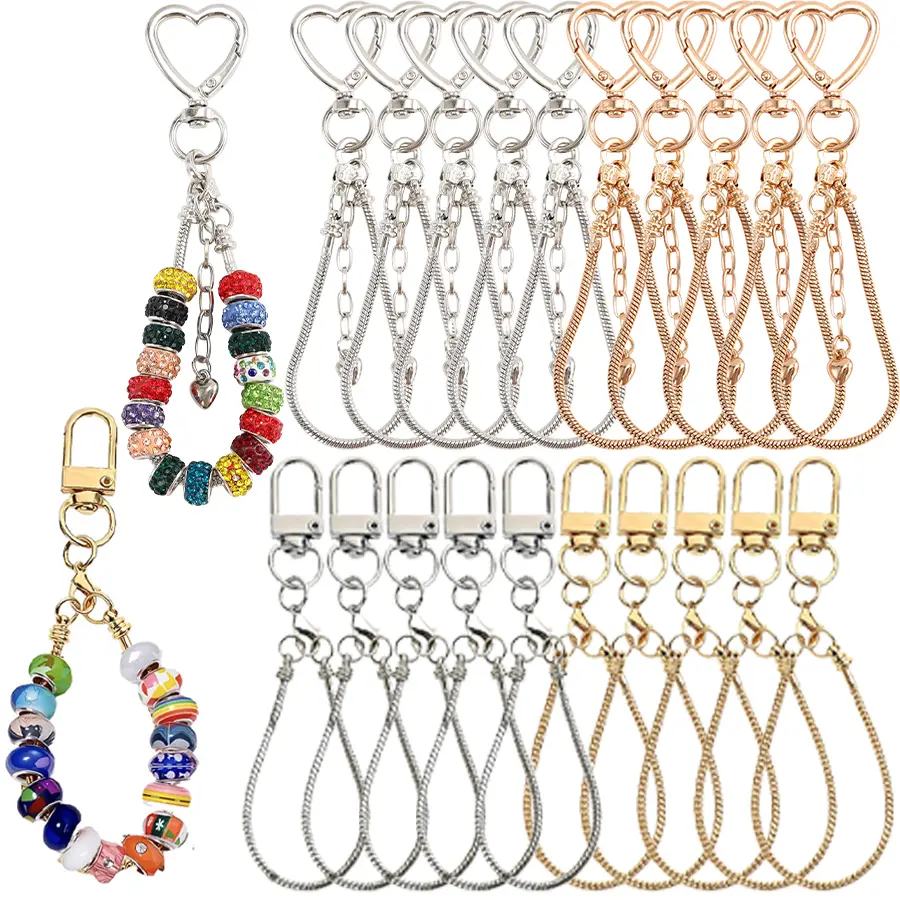 40-piece blank beaded keychain set - for ladies. A creative keychain DIY art keychain - suitable for handmade bag hangers, cup chains, mobile phone chains, ideal for gifts for weddings, parties, birthdays, and new school years.