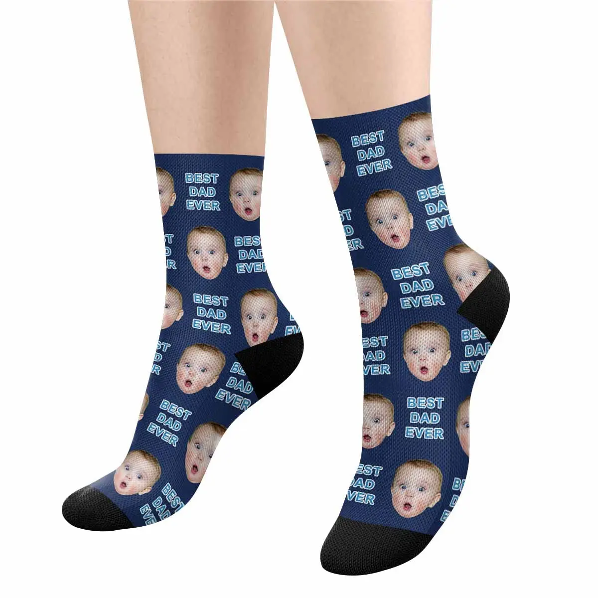 BARLEY ONE Custom Personalized Photo Pet Face Socks Fish Bones Cat and Dog Tracks Paws Crew Socks with Picture for Men Women High-Quality Polyester Fashionable and Comfortable, 02