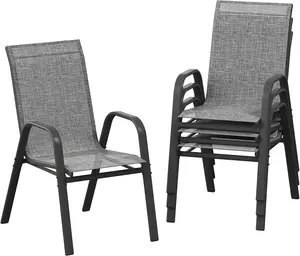 4-Piece Patio Furniture Sets, Stackable High-Back Outdoor Dining Chairs with All-Weather Textilene Fabric for Backyard, Poolside