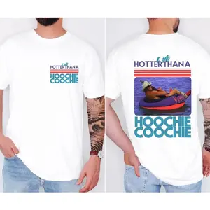Unisex 🎸   Hotter Than A Hoochie Coochie Graphic Tee. 90s Country Music Shirt, Soft & Breathable Casual Streetwear. Vintage Band T-shirt, Trendy Retro Summer Outfit, Fun Statement Top. Fits All.