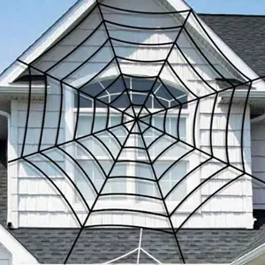 1.5m/2.5m/3.6m/5m Halloween Decoration Spider Web Furry Spider, Hanging Horror House Wall Decor, Party Spider Web Decoration Fall Autumn