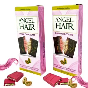 Zimply Foods Angel Hair Dubai Chocolate Bar 2-Pack (2.65 Oz) - Premium Milk Chocolate Snack with Cotton Candy, Pistachio Cream Strands, Luxurious Layers, Pink Bar