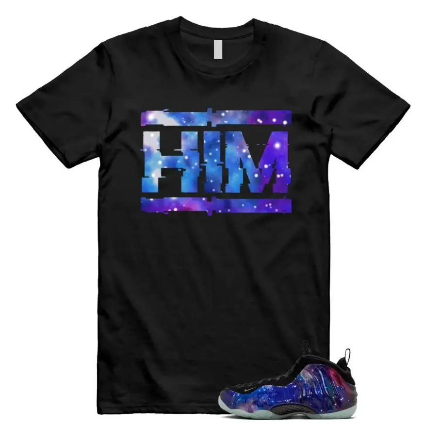 Galaxy Foamposite One 2025 Obsidian Black Anthracite T Shirt Match HIM, Foamposite One Galaxy Outfit, Graphic Tees, Womenswear Top T-Shirt