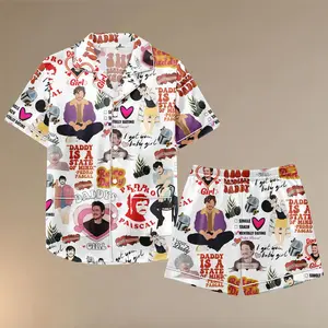 Pedro Pascal Satin Pajamas Shorts, Daddy Meme Sleepwear, Retro Celebrity Pajamas, Funny Pajama Set, Gift For Her