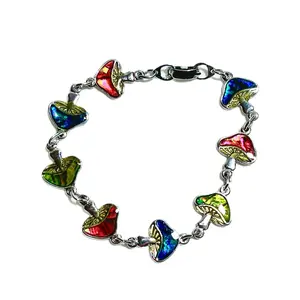 Natural Abalone Shell Silver Tone Bracelet - Colorful Iridescent Whimsical Jewelry with Various Shaped Charms
